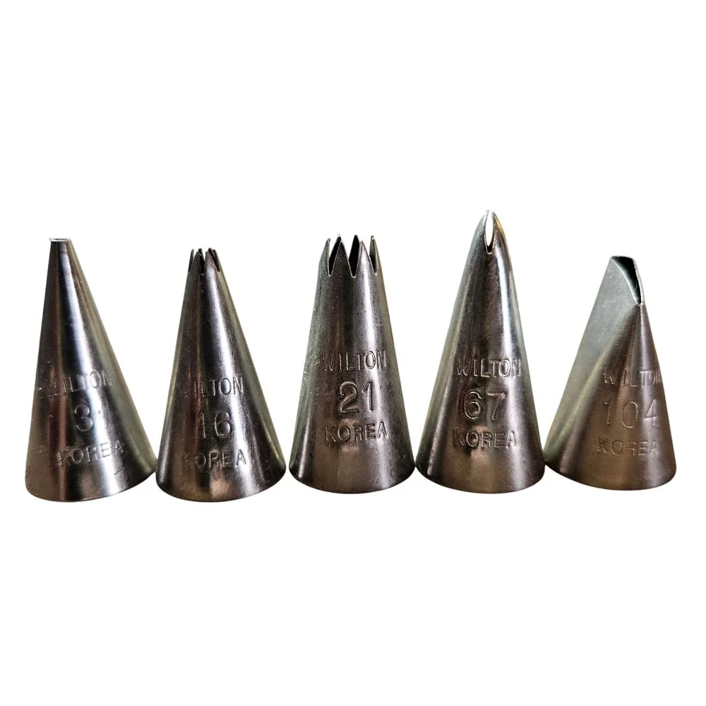 Wilton Vintage Icing Piping Tips Set of 5 Korea Stainless Steel 3 16 21 67‎ 104